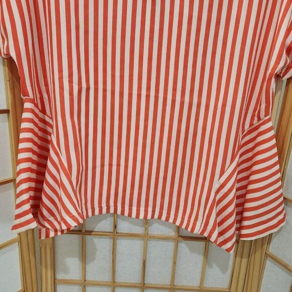 True Destiny Womens Striped Orange White Blouse Size L NWT - Picture 3 of 11